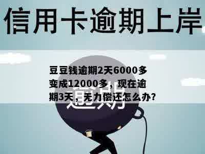 豆豆钱逾期2天6000多变成12000多，现在逾期3天，无力偿还怎么办？