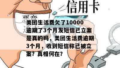 美团生活费欠了10000逾期了3个月发短信已立案是真的吗，美团生活费逾期3个月，收到短信称已被立案？真相何在？