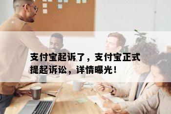 支付宝起诉了，支付宝正式提起诉讼，详情曝光！