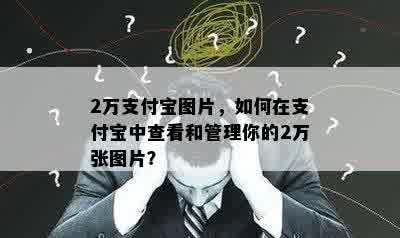 2万支付宝图片，如何在支付宝中查看和管理你的2万张图片？