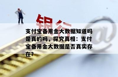 支付宝备用金大数据知道吗是真的吗，探究真相：支付宝备用金大数据是否真实存在？