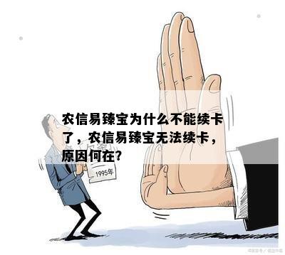 农信易臻宝为什么不能续卡了，农信易臻宝无法续卡，原因何在？