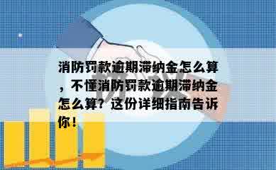 消防罚款逾期滞纳金怎么算，不懂消防罚款逾期滞纳金怎么算？这份详细指南告诉你！