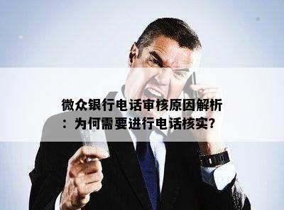 微众银行电话审核原因解析：为何需要进行电话核实？