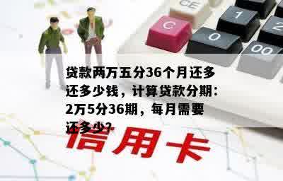 贷款两万五分36个月还多还多少钱，计算贷款分期：2万5分36期，每月需要还多少？