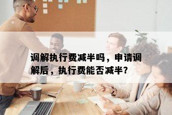 调解执行费减半吗，申请调解后，执行费能否减半？