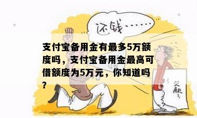 支付宝备用金有最多5万额度吗，支付宝备用金更高可借额度为5万元，你知道吗？