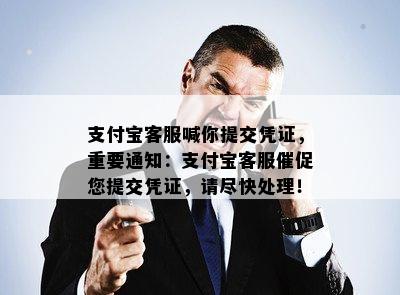 支付宝客服喊你提交凭证，重要通知：支付宝客服催促您提交凭证，请尽快处理！