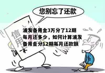 浦发备用金3万分了12期每月还多少，如何计算浦发备用金分12期每月还款额？