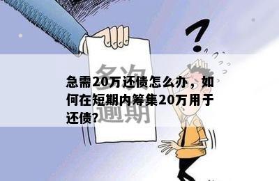 急需20万还债怎么办，如何在短期内筹集20万用于还债？