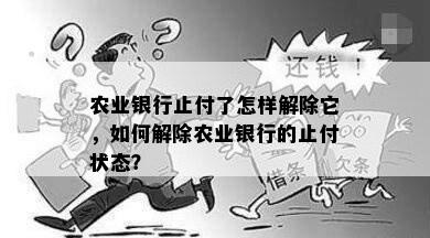 农业银行止付了怎样解除它，如何解除农业银行的止付状态？