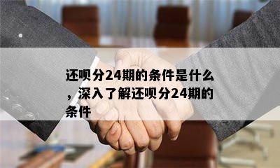 还呗分24期的条件是什么，深入了解还呗分24期的条件