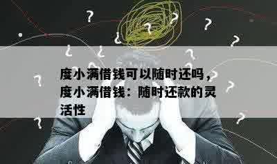 度小满借钱可以随时还吗，度小满借钱：随时还款的灵活性