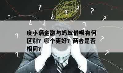 度小满金融与蚂蚁借呗有何区别？哪个更好？两者是否相同？