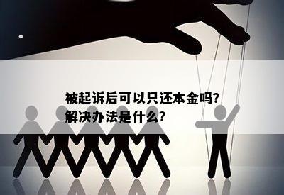 被起诉后可以只还本金吗？解决办法是什么？