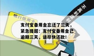 支付宝备用金忘还了三天，紧急提醒：支付宝备用金已逾期三天，请尽快还款！