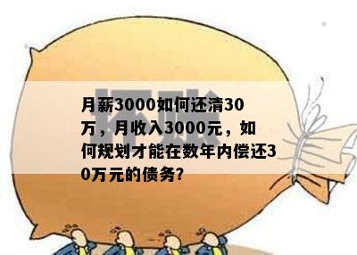 月薪3000如何还清30万，月收入3000元，如何规划才能在数年内偿还30万元的债务？