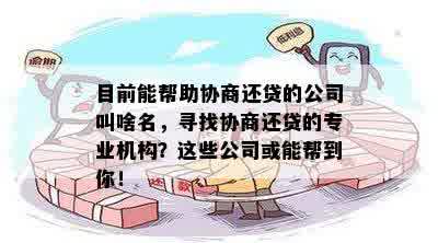 目前能帮助协商还贷的公司叫啥名，寻找协商还贷的专业机构？这些公司或能帮到你！