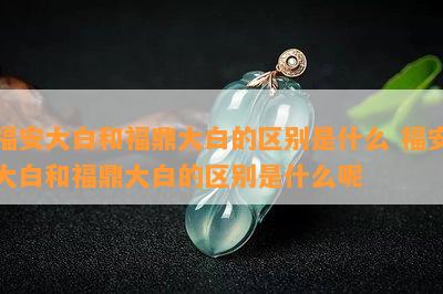 福安大白和福鼎大白的区别是什么 福安大白和福鼎大白的区别是什么呢