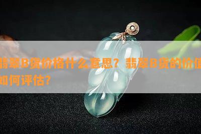 翡翠B货价格什么意思？翡翠B货的价值如何评估？