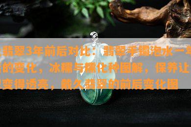 盘翡翠3年前后对比：翡翠手镯泡水一年后的变化，冰糯与糯化种图解，保养让翡翠变得透亮，戴久翡翠的前后变化图