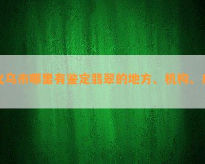 义乌市哪里有鉴定翡翠的地方、机构、店？