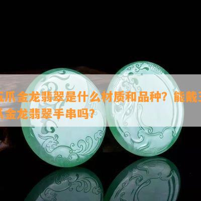 五爪金龙翡翠是什么材质和品种？能戴五爪金龙翡翠手串吗？