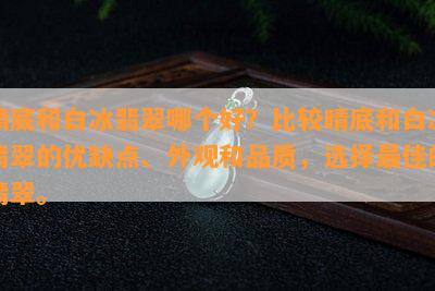 晴底和白冰翡翠哪个好？比较晴底和白冰翡翠的优缺点、外观和品质，选择更佳的翡翠。