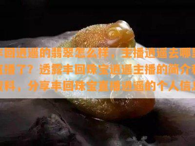 丰回逍遥的翡翠怎么样，主播逍遥去哪里直播了？透露丰回珠宝逍遥主播的简介和资料，分享丰回珠宝直播逍遥的个人信息。