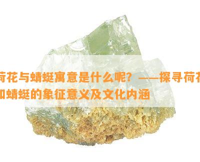 荷花与蜻蜓寓意是什么呢？——探寻荷花和蜻蜓的象征意义及文化内涵