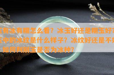 玉有冰有糯怎么看？冰玉好还是糯玉好？玉中的冰纹是什么样子？冰纹好还是不好？如何判别玉是否为冰种？