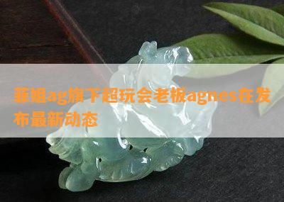 菲姐ag旗下超玩会老板agnes在发布最新动态