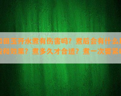 和田玉开水煮有伤害吗？煮后会有什么反应和效果？煮多久才合适？煮一次要紧吗？