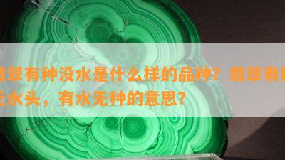 翡翠有种没水是什么样的品种？翡翠有种无水头，有水无种的意思？