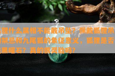 狐狸什么属相不能戴吊坠？佩戴狐狸吊坠的禁忌和九尾狐的象征意义，狐狸是否能戴黑曜石？真的很灵验吗？