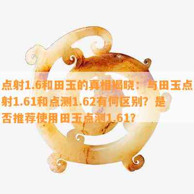 点射1.6和田玉的真相揭晓：与田玉点射1.61和点测1.62有何区别？是否推荐使用田玉点测1.61？