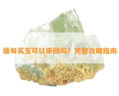 缅甸买玉可以带回吗？完整攻略指南