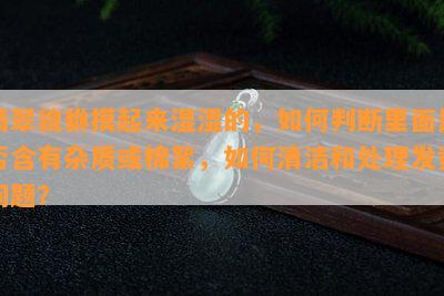 翡翠貔貅摸起来湿湿的，如何判断里面是否含有杂质或棉絮，如何清洁和处理发黄问题？