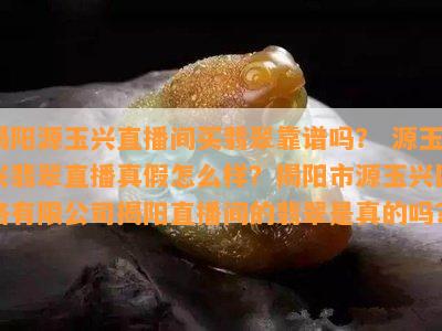 揭阳源玉兴直播间买翡翠靠谱吗？ 源玉兴翡翠直播真假怎么样？揭阳市源玉兴网络有限公司揭阳直播间的翡翠是真的吗？