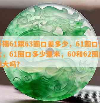 手镯61跟63圈口差多少，61圈口多大，61圈口多少厘米，60和62圈口差大吗？