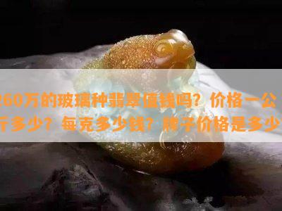 260万的玻璃种翡翠值钱吗？价格一公斤多少？每克多少钱？牌子价格是多少？