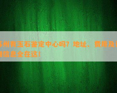 苏州有玉石鉴定中心吗？地址、费用及详细信息全在这！