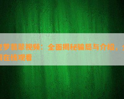 老罗翡翠视频：全面揭秘骗局与介绍，全网在线观看