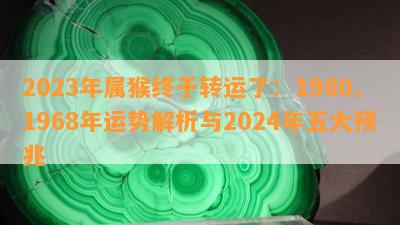 2023年属猴终于转运了：1980、1968年运势解析与2024年五大预兆