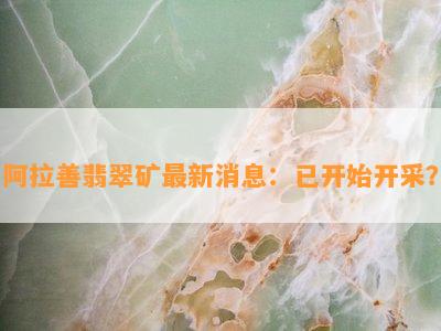 阿拉善翡翠矿最新消息：已开始开采？