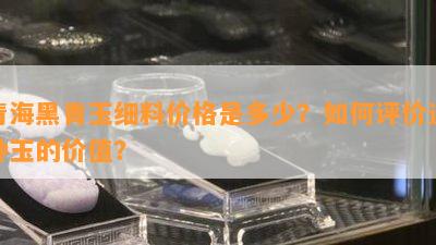 青海黑青玉细料价格是多少？怎样评价这类玉的价值？