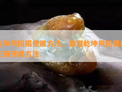 乾坤阴阳镯使用方法，掌握乾坤阴阳镯的正确使用方法