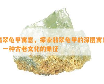 翡翠龟甲寓意，探索翡翠龟甲的深层寓意：一种古老文化的象征