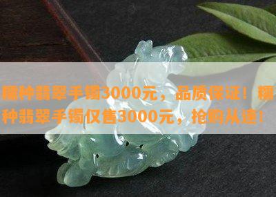 糯种翡翠手镯3000元，品质保证！糯种翡翠手镯仅售3000元，抢购从速！