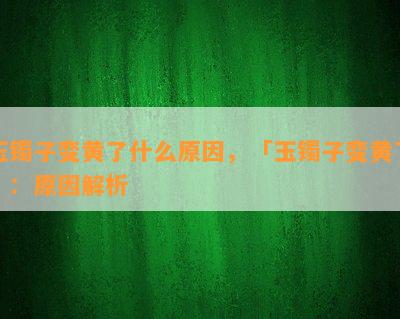 玉镯子变黄了什么原因，「玉镯子变黄了」：原因解析